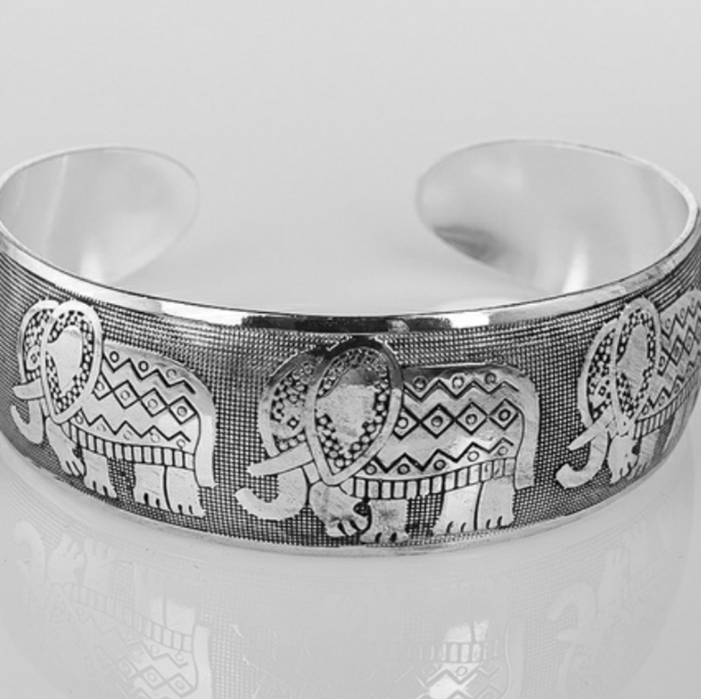 Sterling silver elephant cuff
